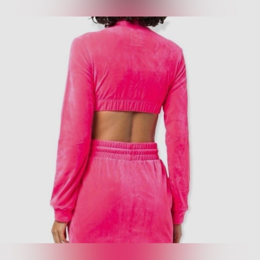 JEREMY SCOTT x ADIDAS Cropped Velour Track Jacket Bra Top Women’s Size Small - Picture 4 of 13